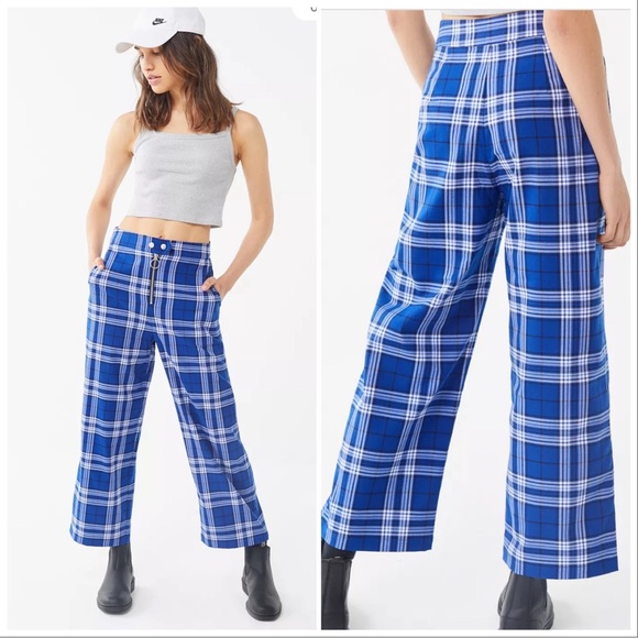 Urban Outfitters Denim - Urban Outfitters Daisy Plaid Zip-Front Wide Leg Pants. Size: 0